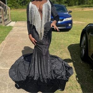 Elegant Black and Silver Evening Gown